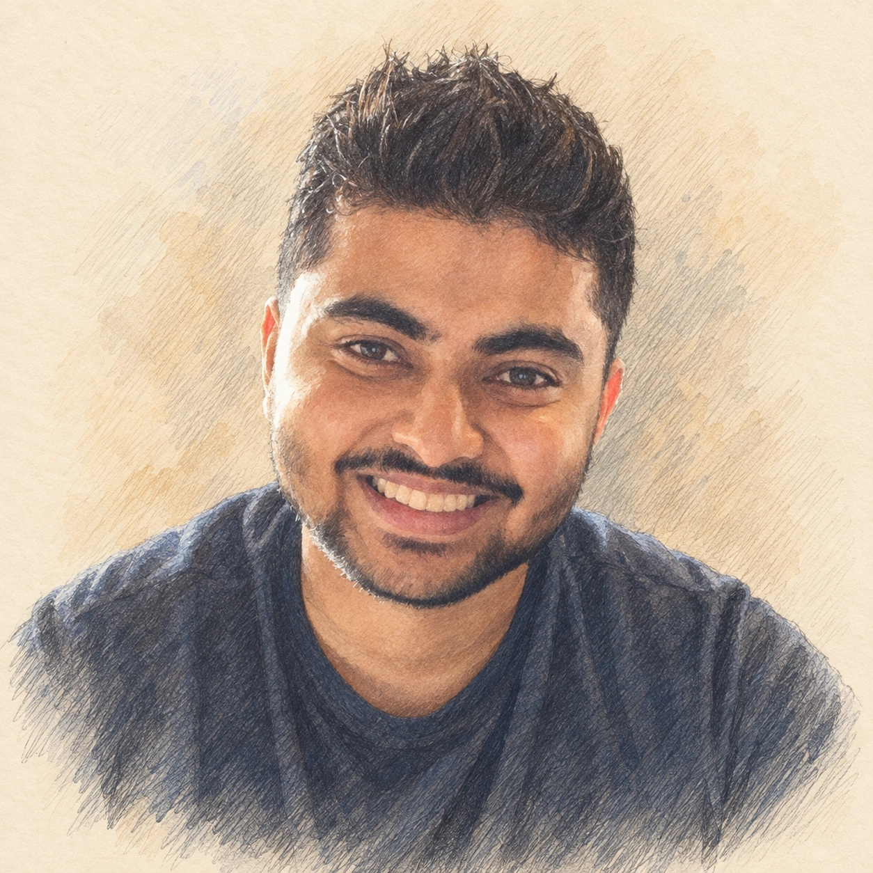 Drawn portrait of Sufal Deb
