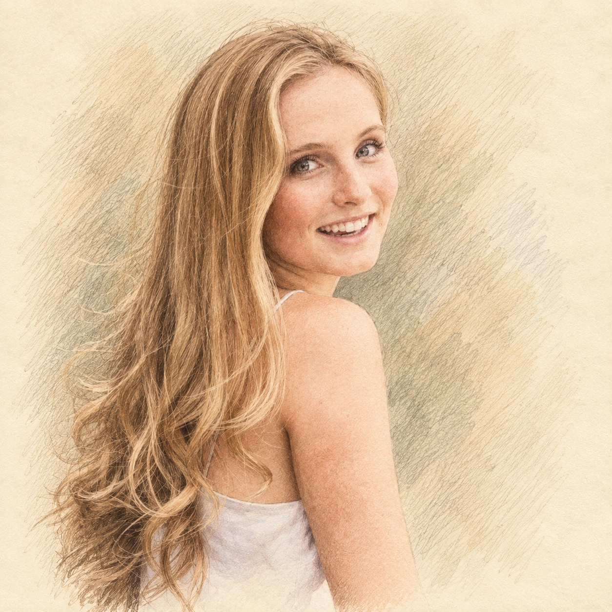 Drawn portrait of Madison Ueland