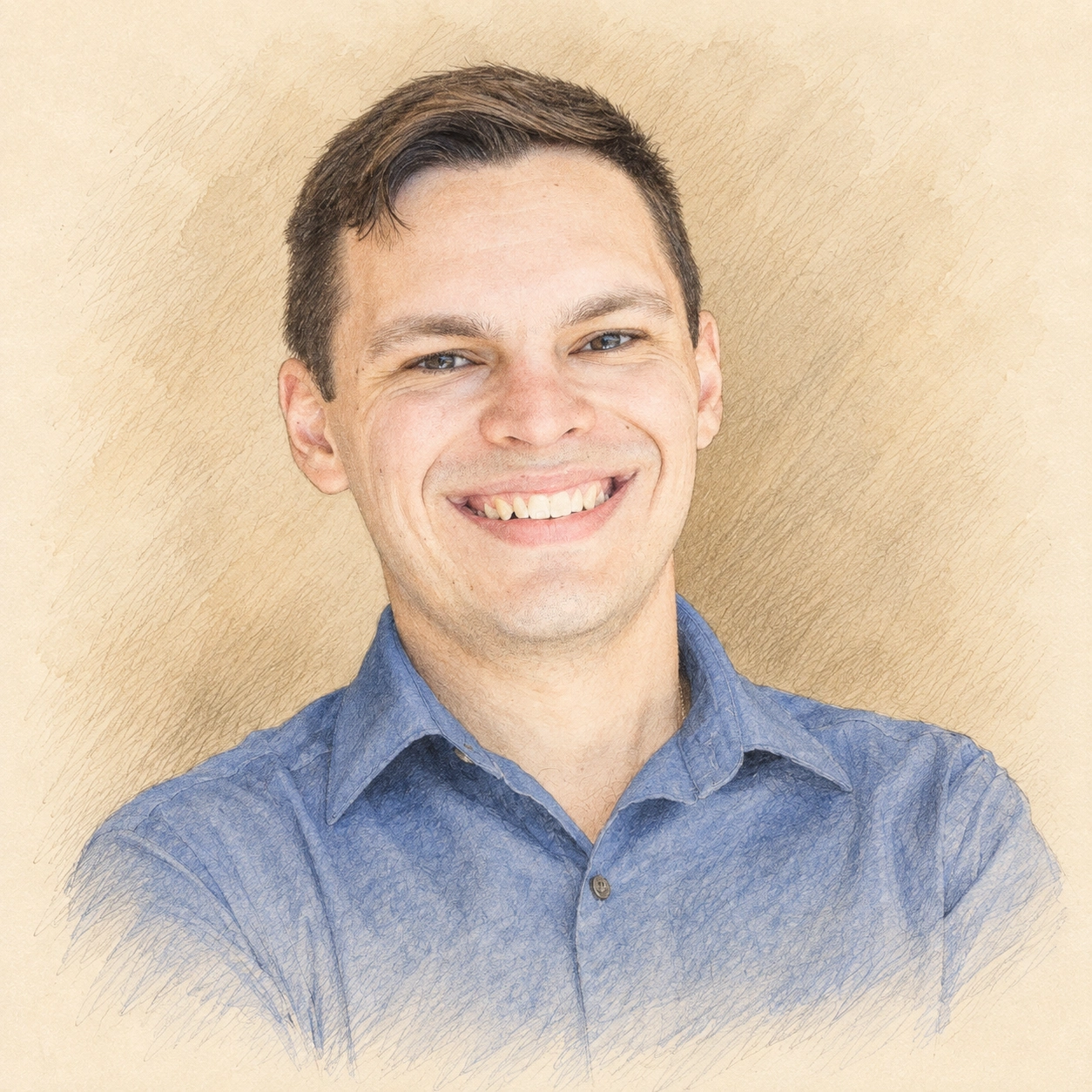 Drawn portrait of Josef Byrne