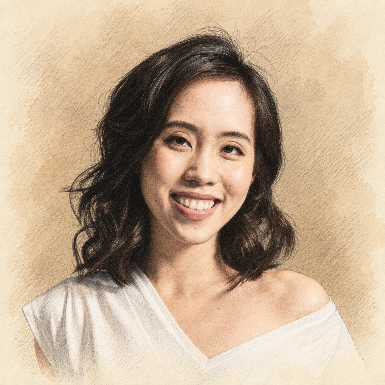 Drawn portrait of Tara Mei