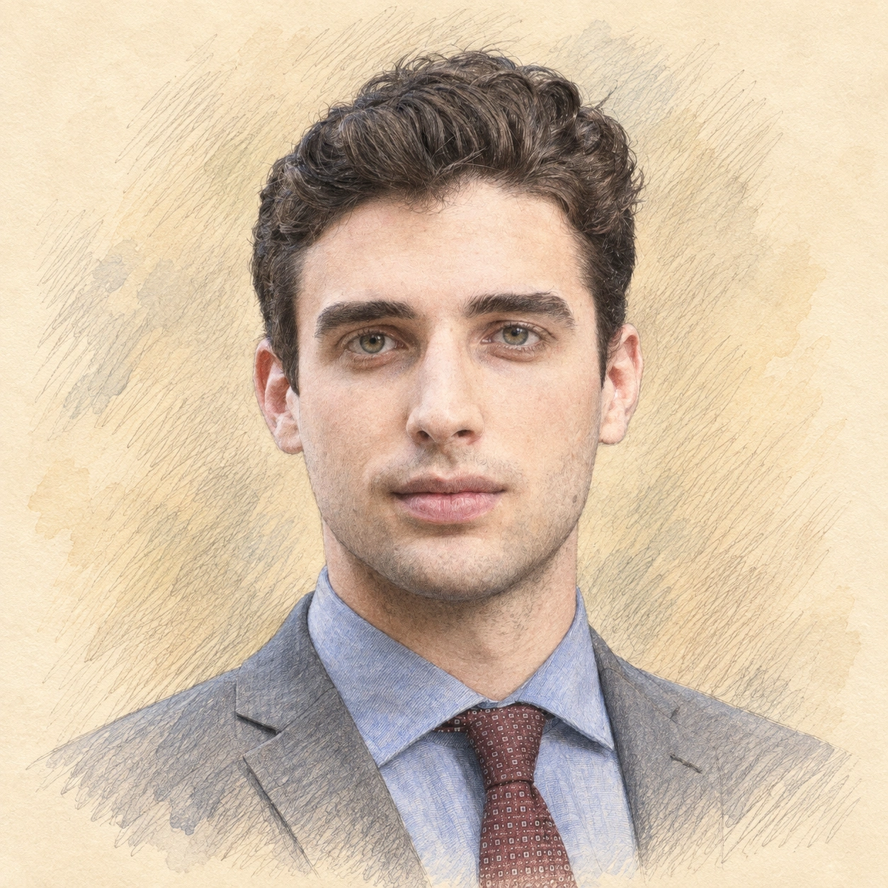 Drawn portrait of Michael Reisman
