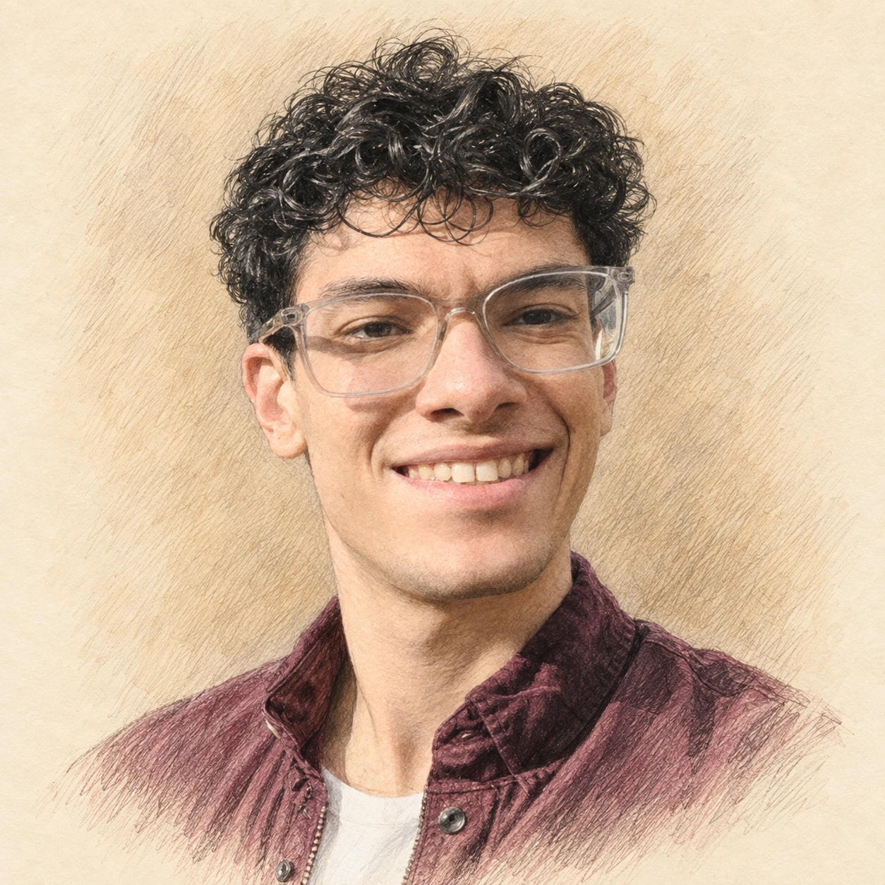 Drawn portrait of Alex Epstein