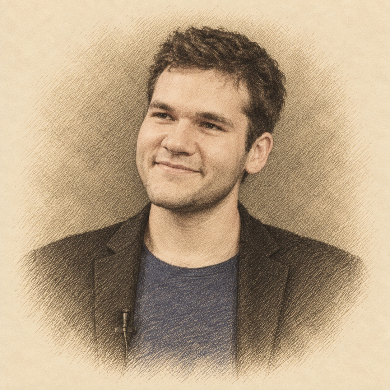 Drawn portrait of Juan Benet