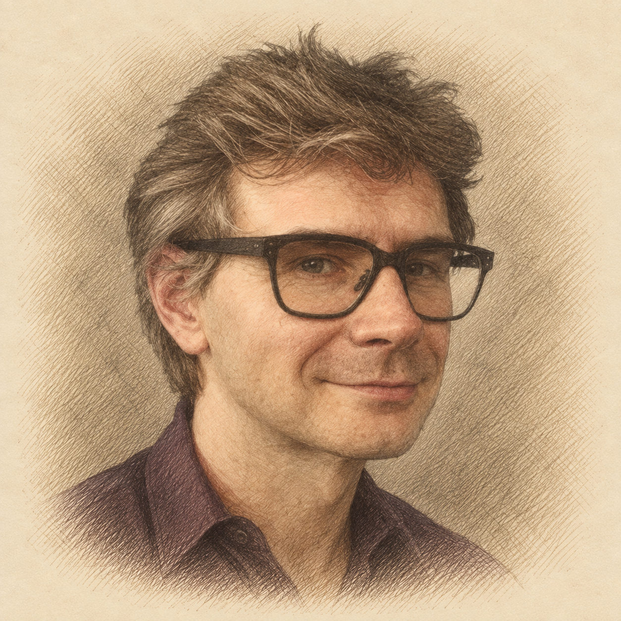 Drawn portrait of Michael Antonov
