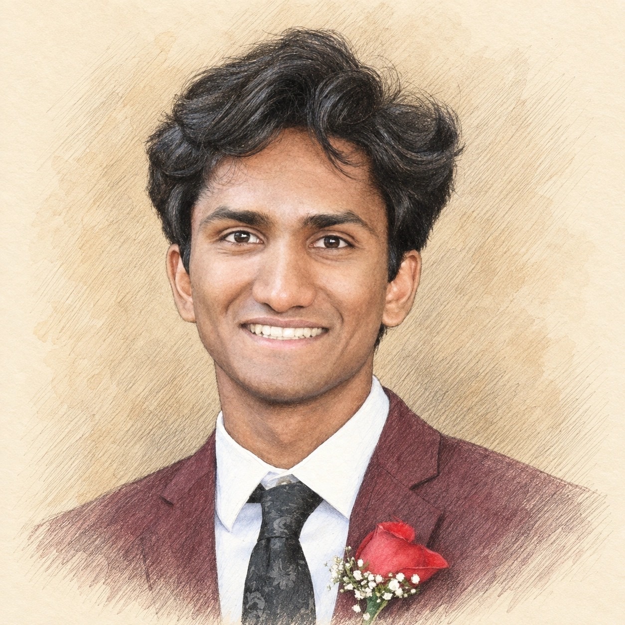 Drawn portrait of Satvik Dasariraju