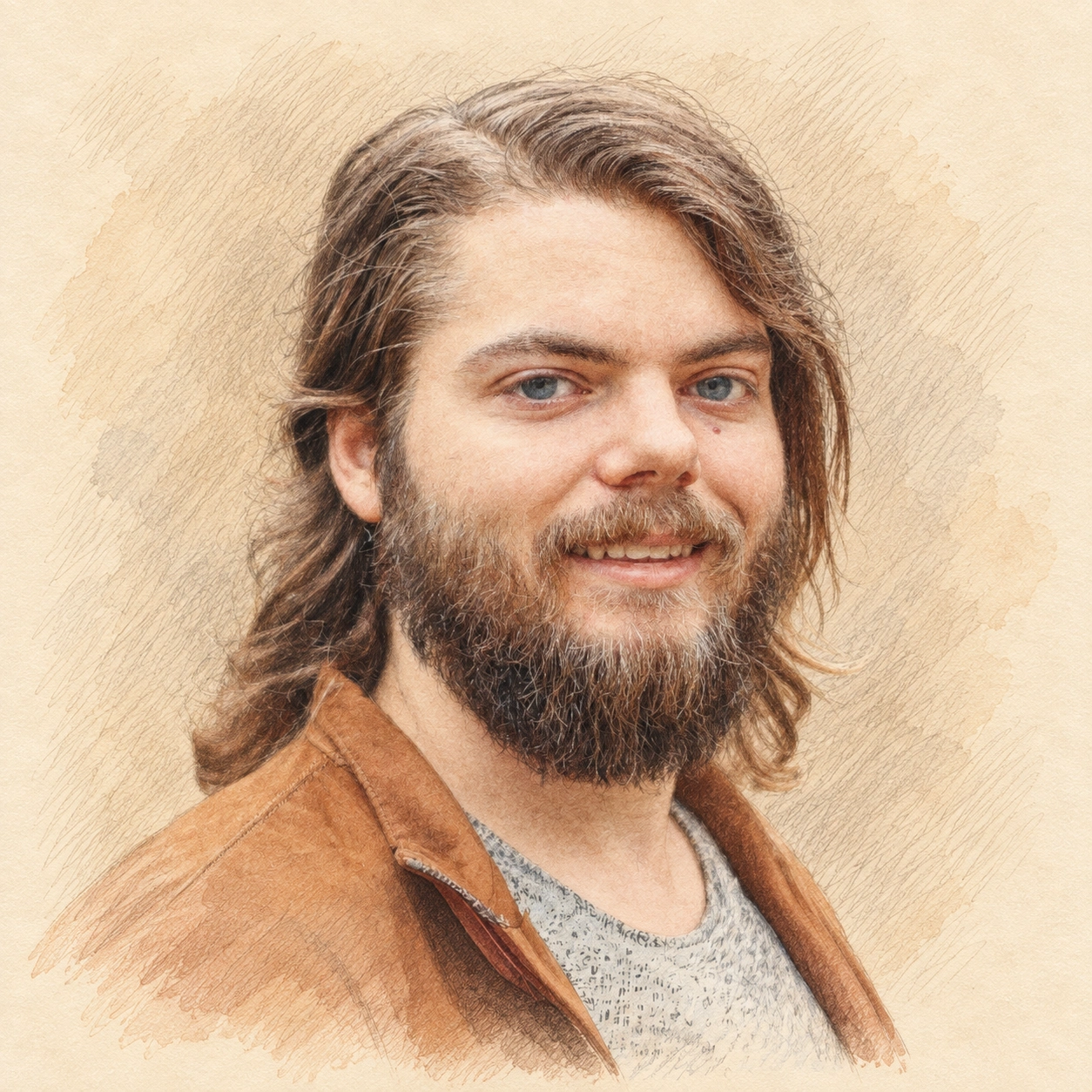Drawn portrait of Gavin Pharaoh