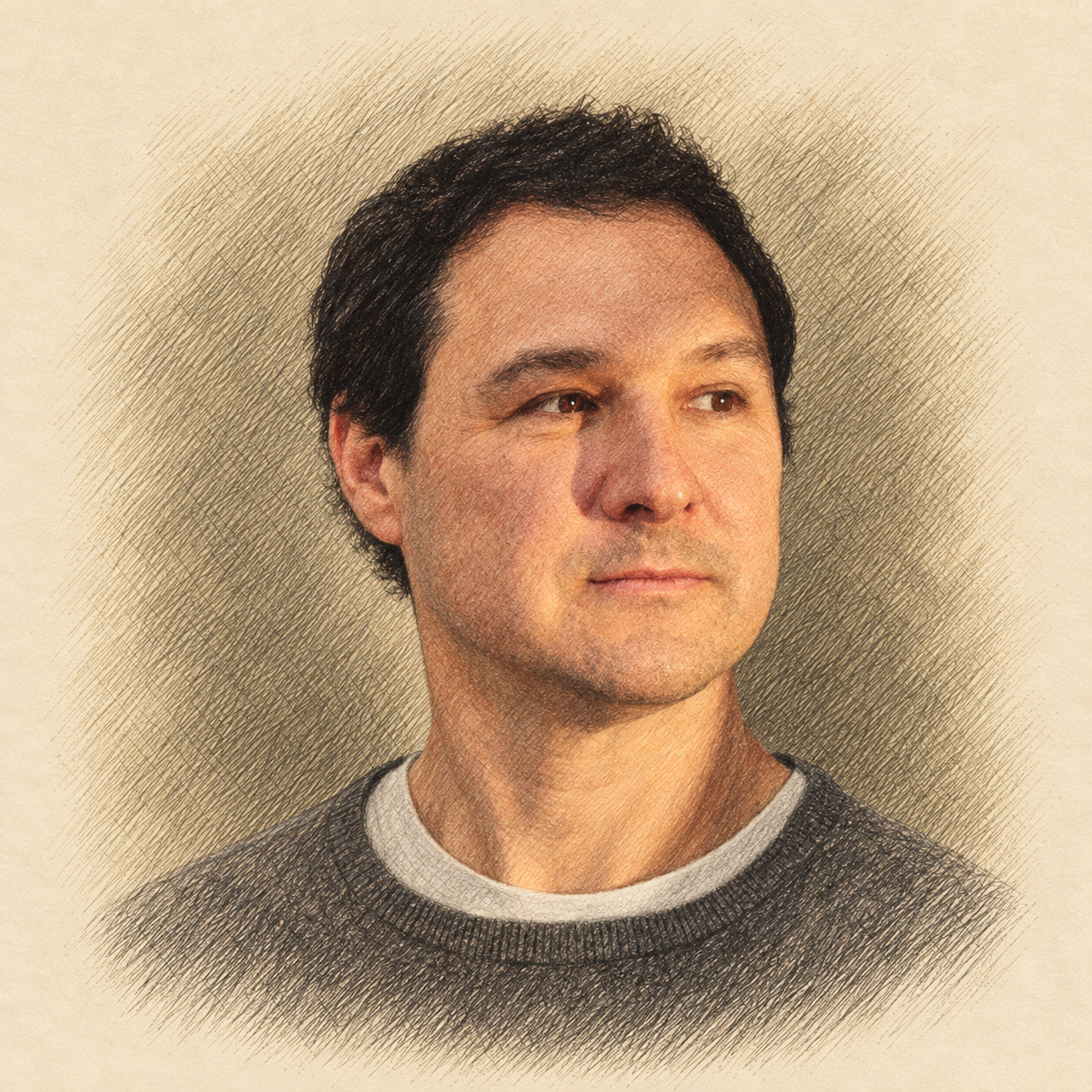 Drawn portrait of Jed McCaleb
