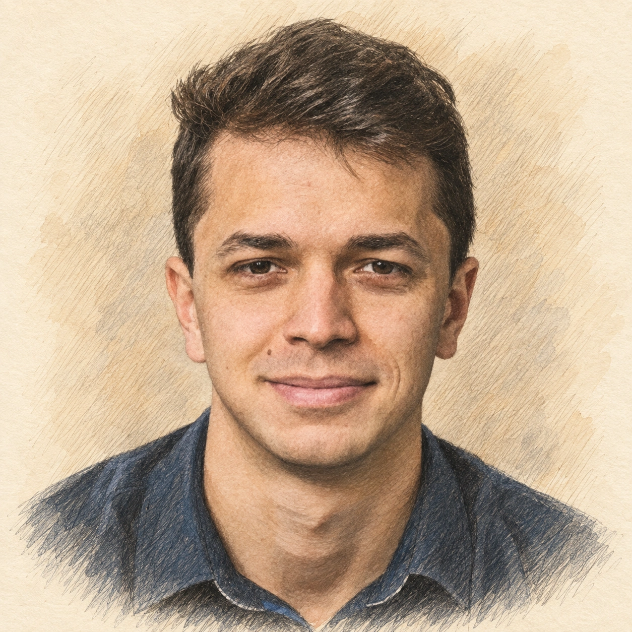 Drawn portrait of Marton Meszaros