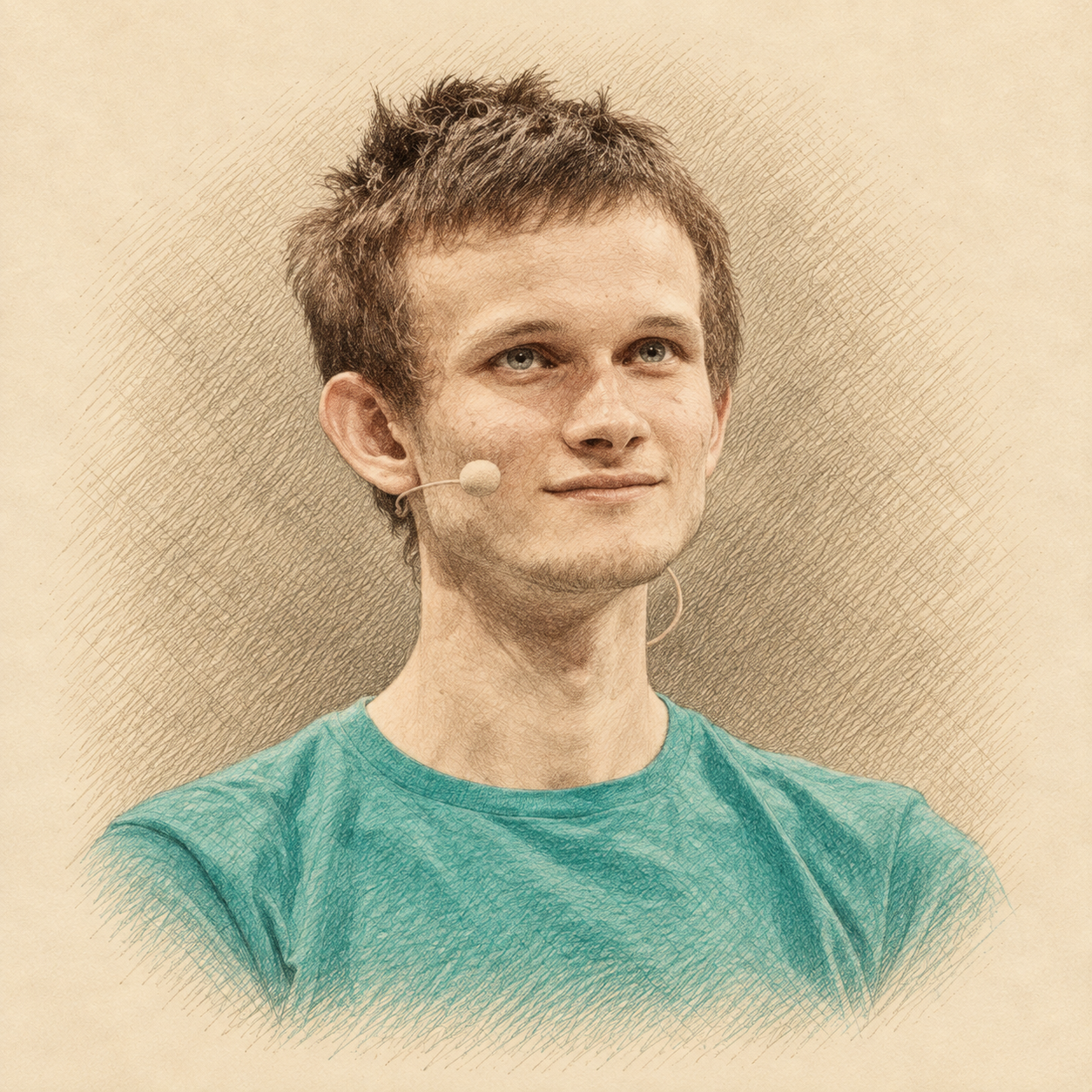 Drawn portrait of Vitalik Buterin