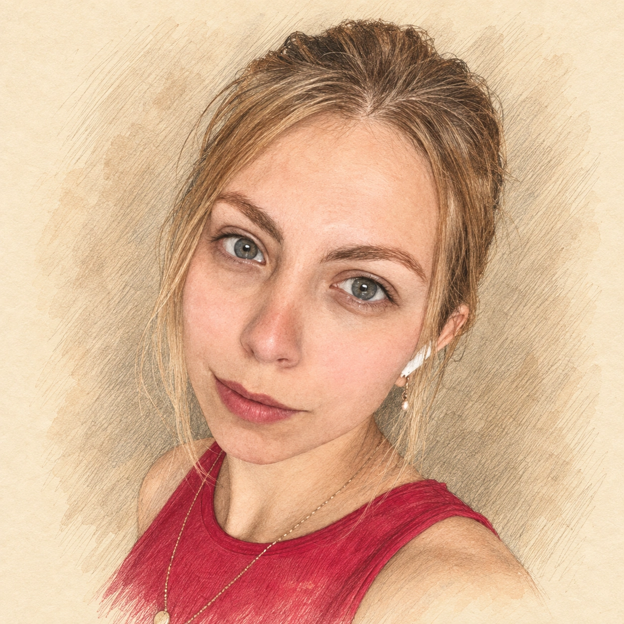 Drawn portrait of Effie Klimi