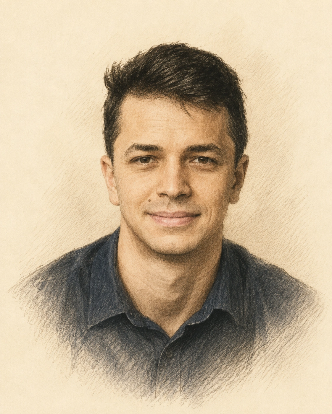 Drawn portrait of Marton Meszaros
