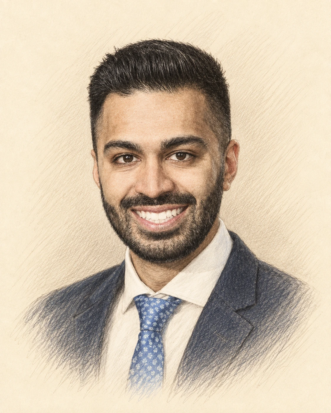 Drawn portrait of Ryan Dhindsa